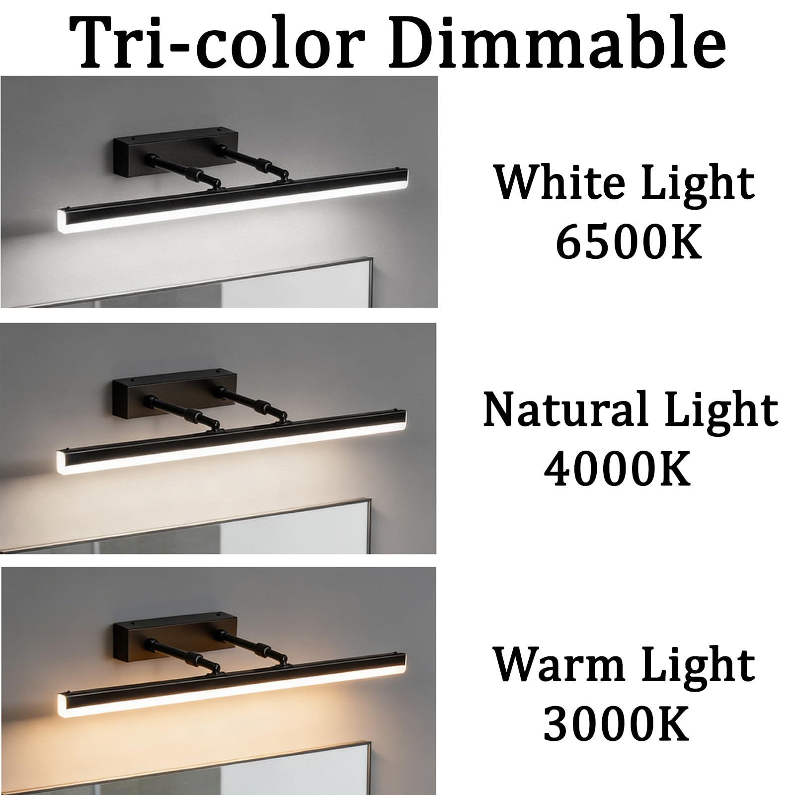LED Spiegelleuchte Badezimmer Wandleuchten Drei Farbtemperaturen Dimmbare Modern Wandbeleuchtung Ausziehbar Einstellbar Wandlicht Wohnzimmer Schlafzimmer Schminktisch (Silber,80cm)