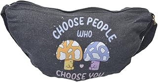 شنطة خصر قماشية مطابقة للموضة مطبوع عليها عبارات هزلية مع سوستة للنساء من او اكس، رمادي، W-74