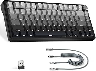 ATTACK SHARK X85 Mechanical Gaming Keyboard 75% Hot Swappable Wireless 2.4GHz/BT/USB-C Gasket CNC Knob Coiled Cable RGB NKRO Cherry Profile Side Print PBT Keycaps White Jade Switch for Win/PC/MAC