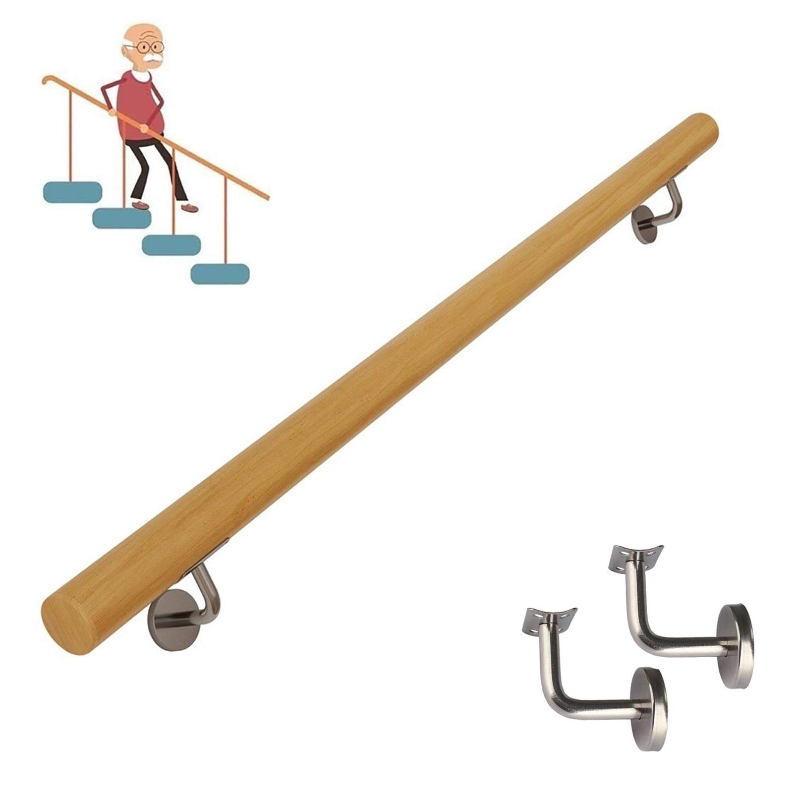 Main courante d'escalier en bois antidérapante pour couloir
