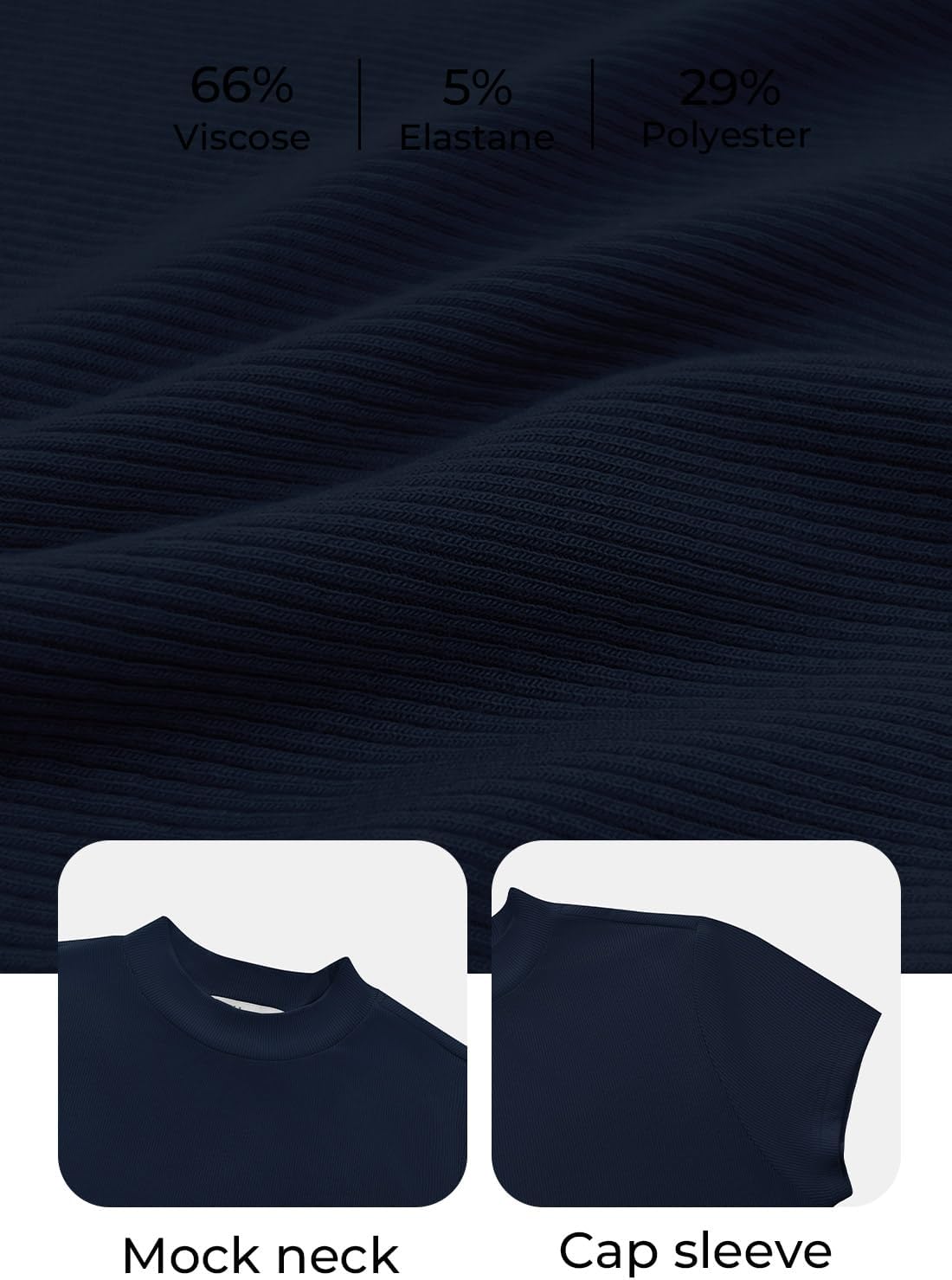 MIHOLL Women's Summer Cap Short Sleeve Tops Mock Neck Ribbed Knit Slim Fit Casual Basic Tee T Shirts - Image 5