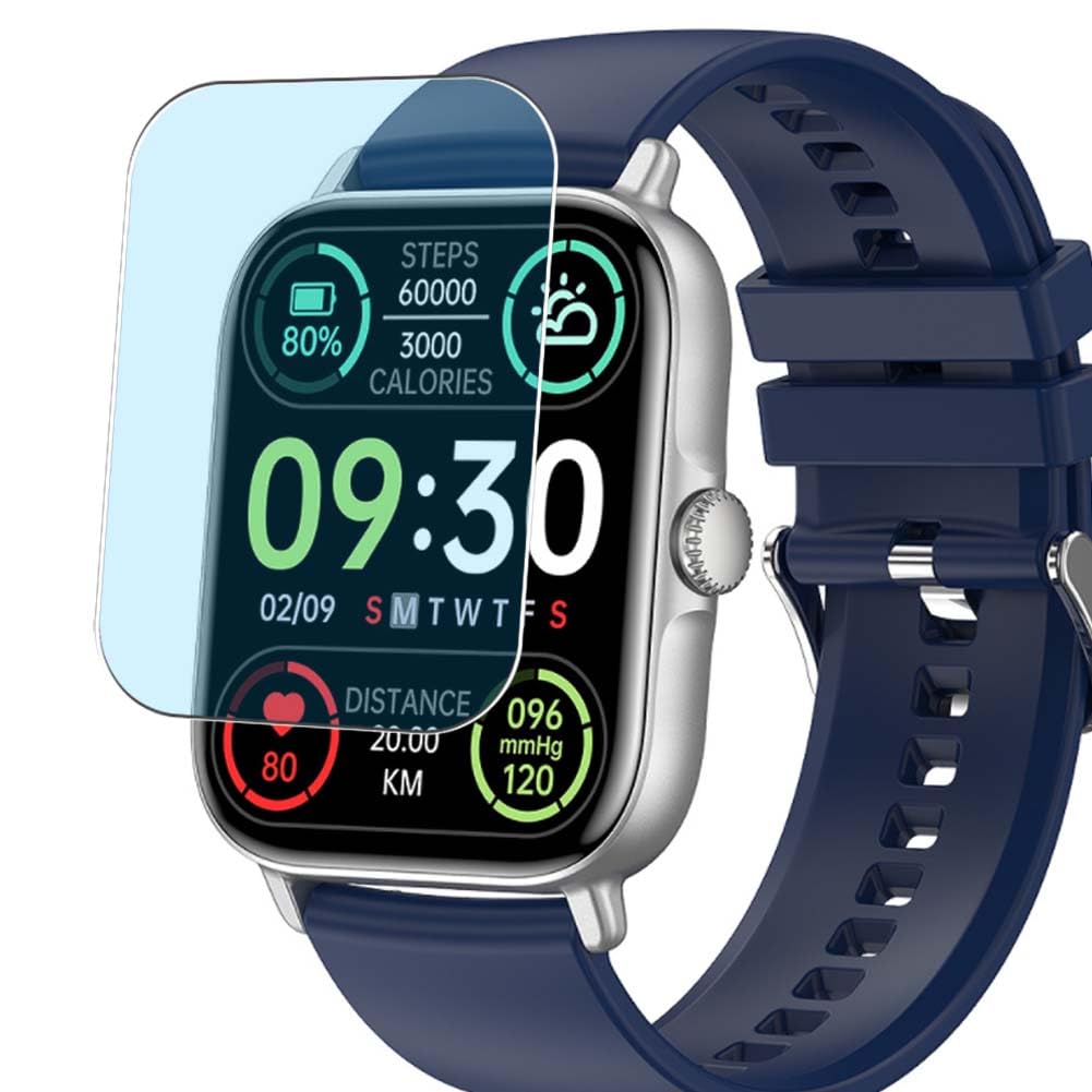 [3 Pack] Synvy Anti Blue Light Screen Protector, compatible with Msoat T12 1.81" Smart Watch smartwatch Guard Skin [ Not Tempered Glass Protectors ]
