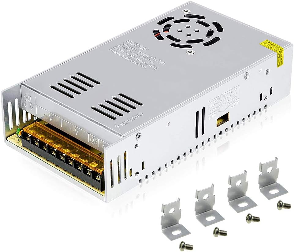 JOVNO 12V 30A Power Supply, AC 110V-220V to DC 12V 360W Universal Regulated Switching Transformer Adapter Driver for LED Strip Lights, 3D Printer, CCTV, Radio, Computer Project, with 4 Fixing Brackets