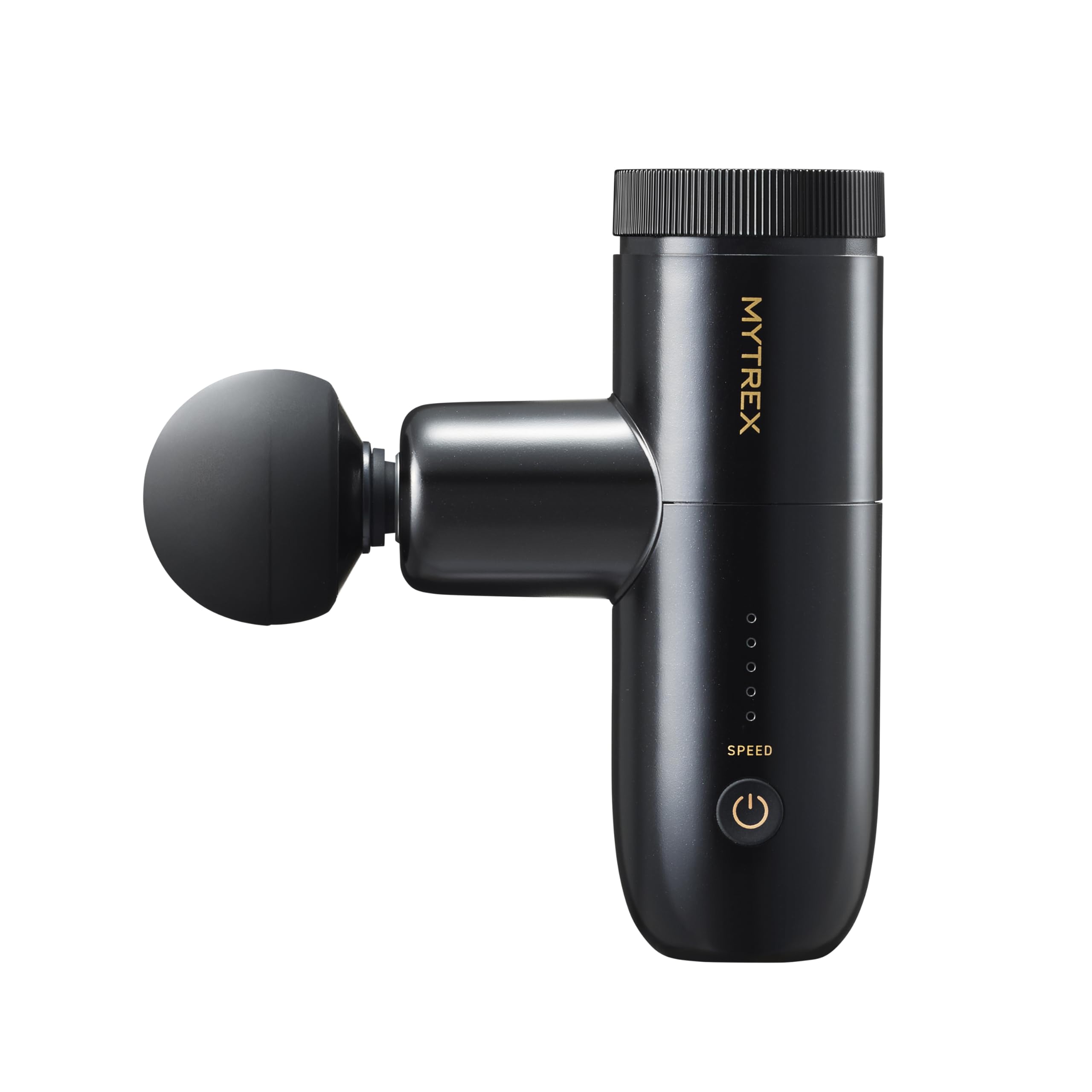 MYTREX REBIVE MINI XS 2 Mini Massagepistole, 6 Takt & 5 Geschwindigkeitsstufen, 285g Tragbares Handmassagegerät mit 5 Aufsätzen, USB Wiederaufladbar, Geschenk für Männer & Frauen (Schwarz)