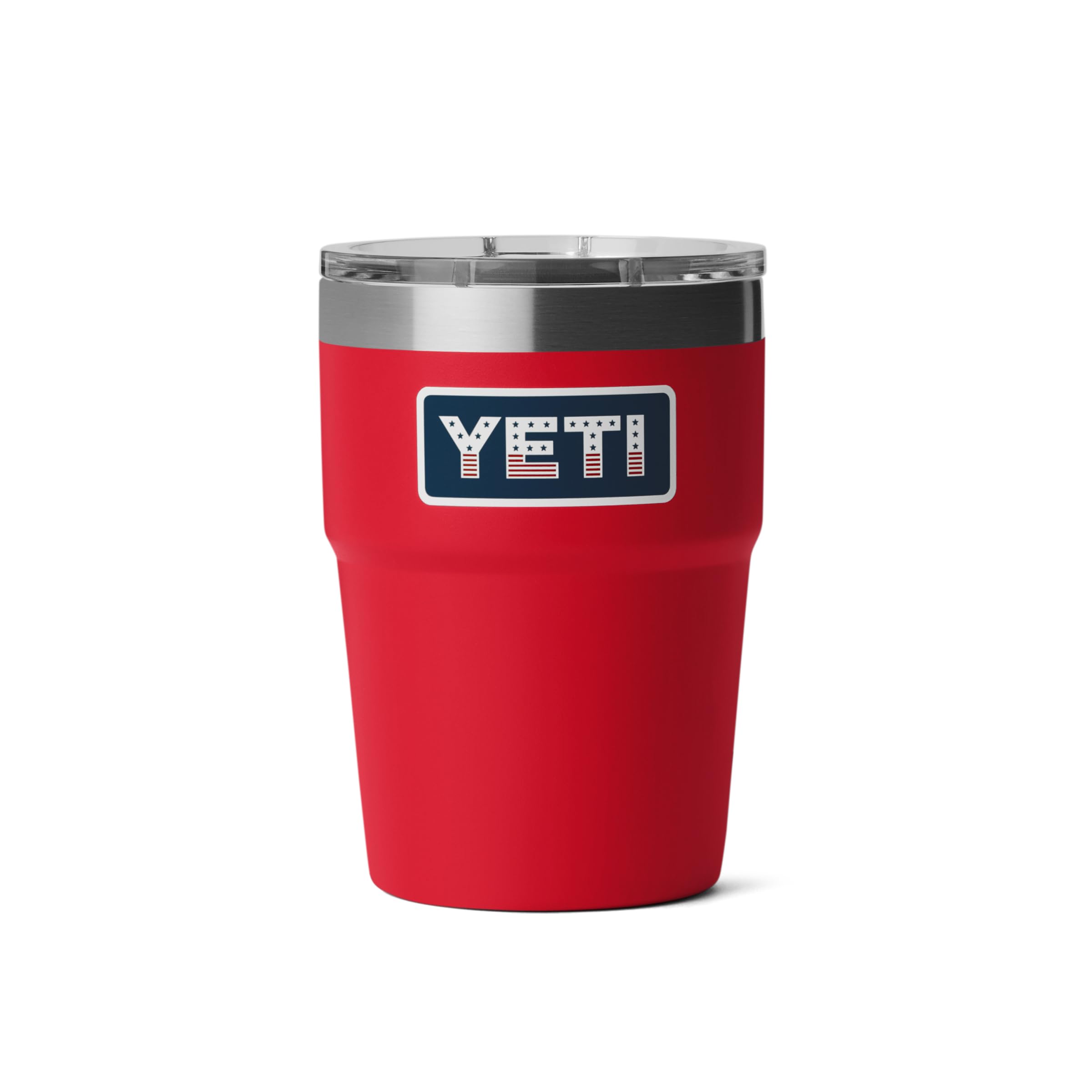 YETI Rambler 16 oz Stackable Tumbler, Vacuum Insulated, Stainless Steel with MagSlider Lid | Stackable Red/Badge
