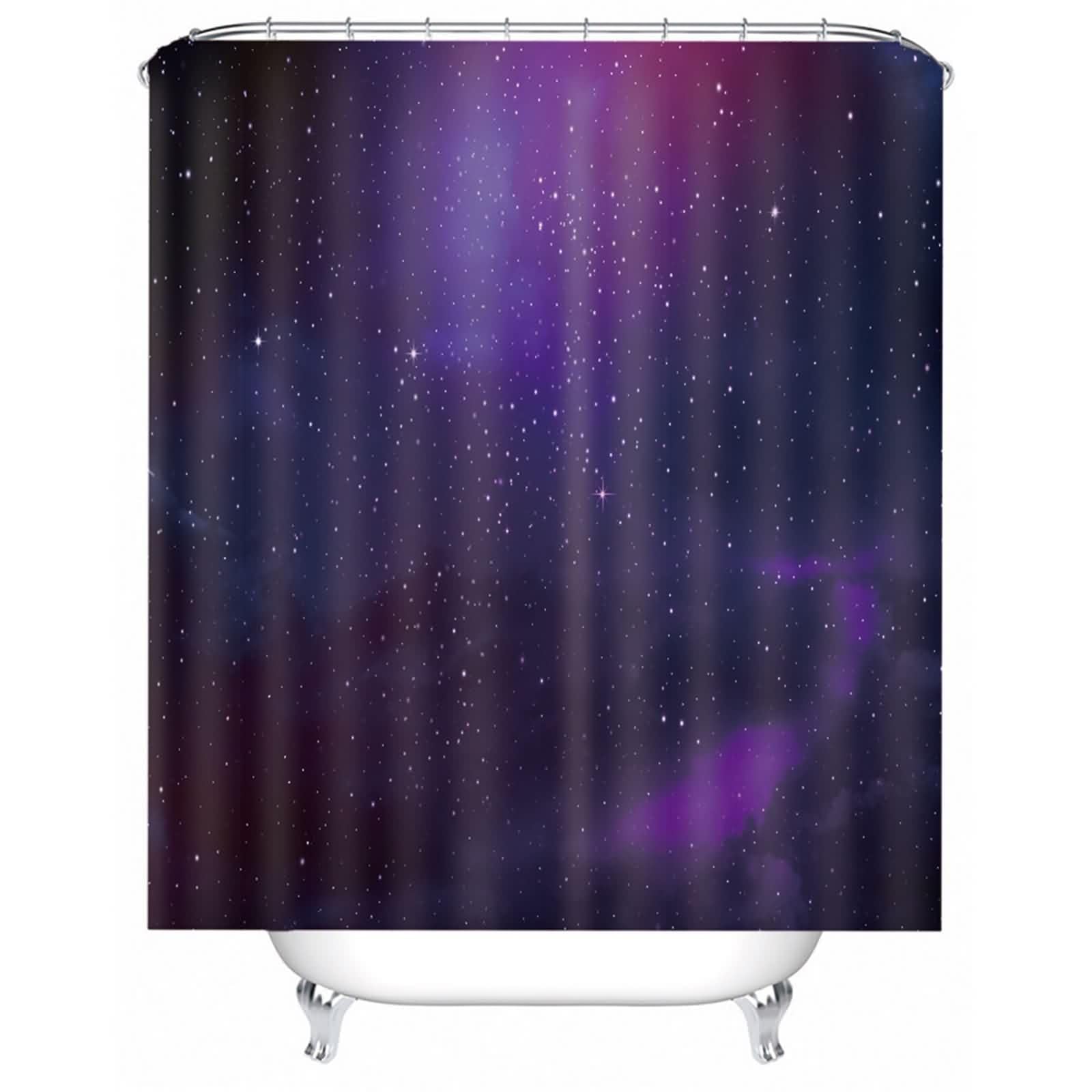 Rideau de bain polyester anti-moisissure lavable et étanche motif nuit étoilée