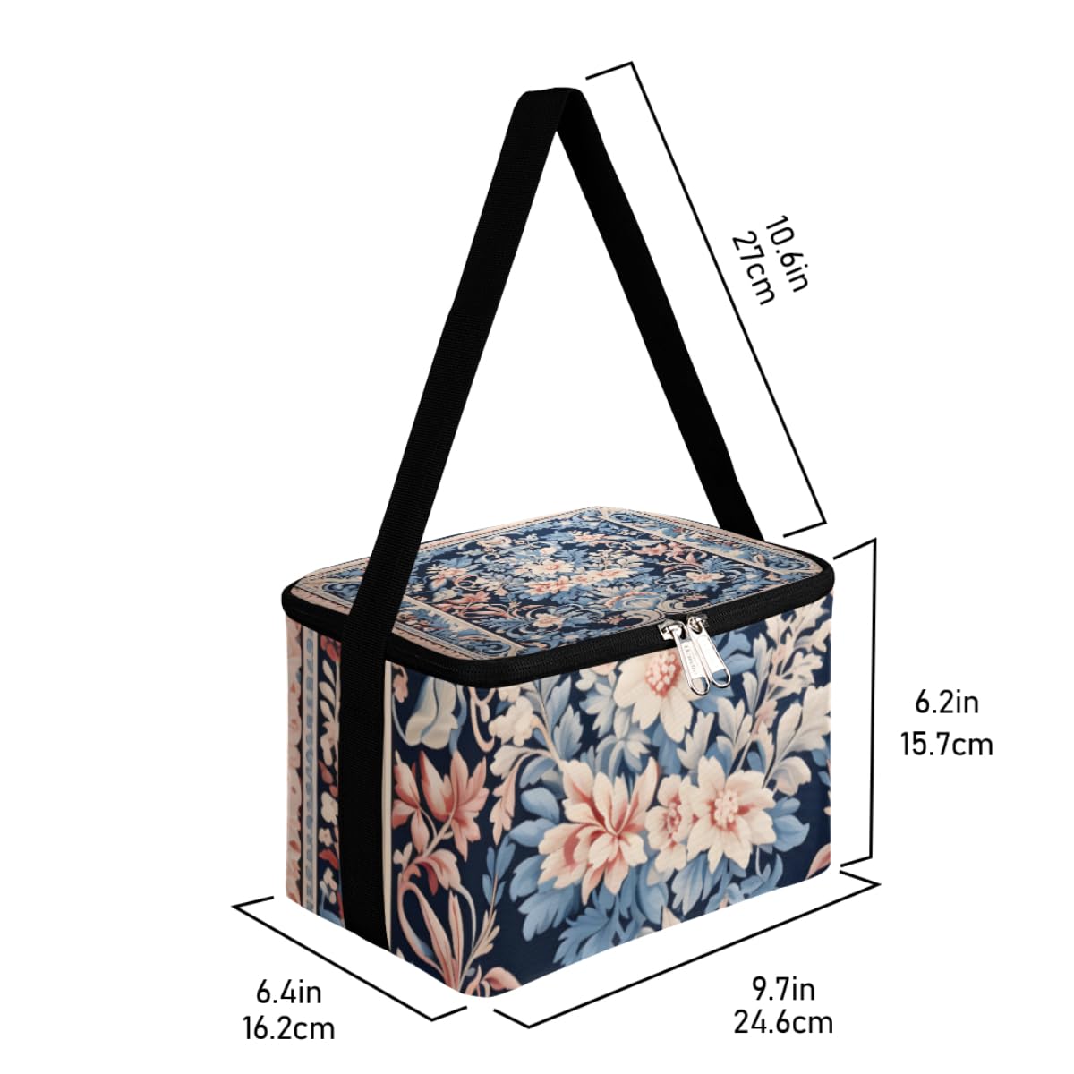 GzLeyigou Lunch Bags for Women Men 9 Cans,Beautiful Abstract Flower Hot & Cold Food Delivery Bag Insulated Grocery Bag Insulated Lunch Box Flower Cooler Bag for Office Work Picnic Beach