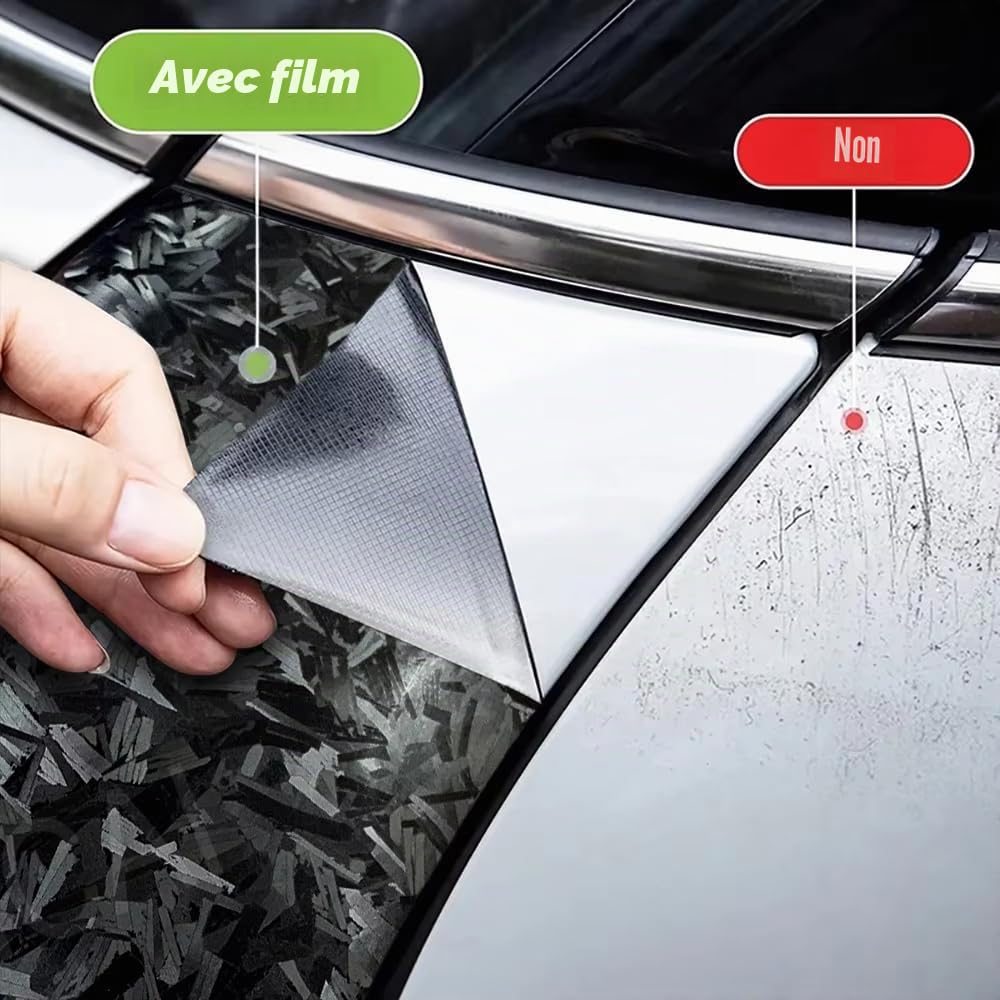 Film de carbone forgé, 150 x 40 cm, film vinyle autocollant pour tuning automobile, film de carrosserie brillant, autocollant de moto, accessoires de voiture (noir)