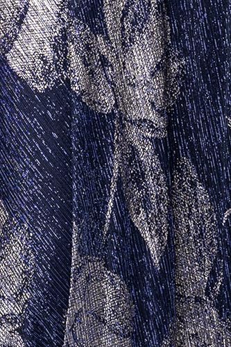 Image of Betsy & Adam Women's V Neck Flutter Sleeve Metallic Print Flowy Dress