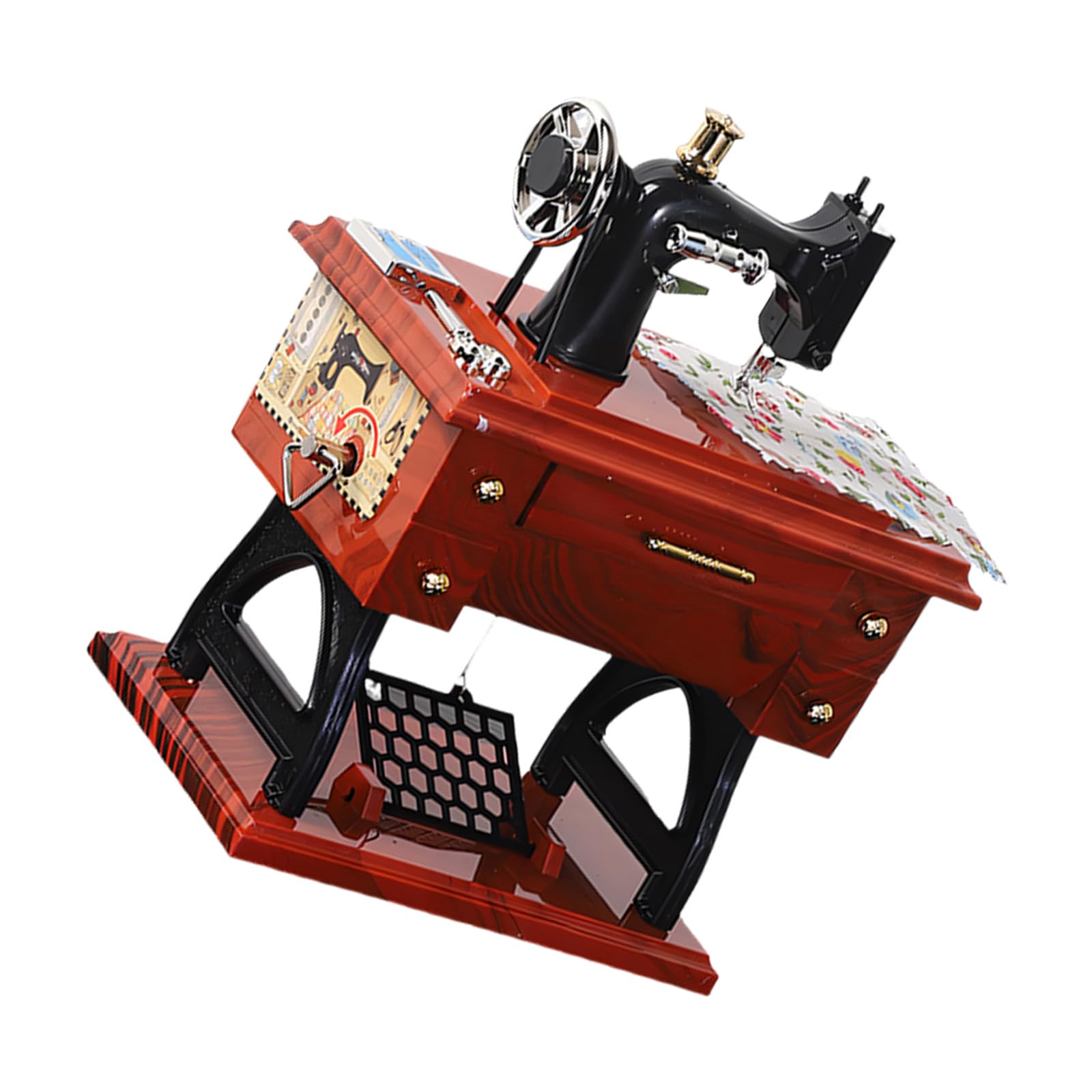 Caja musical de manivela retro para decorar tu rincón de costura vintage