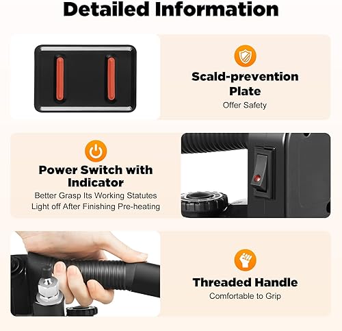 Miniatura 8 de Plancha de vapor de alimentación por gravedad industrial con tanque de gran capacidad de 3L y juego de accesorios, suaviza eficientemente con