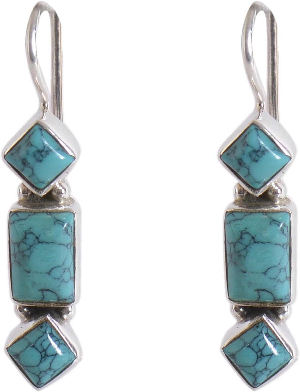 Silverwala 925-92.5 Sterling Silver Turquoise Pearl Ruby Onyx CubicZirconia Sapphire Stone Drop Earring for Women and Girls