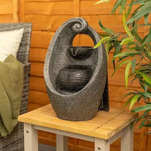ValueLights | Solar Powered Cascading Water Feature Fountain Outdoor Light | Water Features, Home Décor & Improvement Essential | Swirl Design