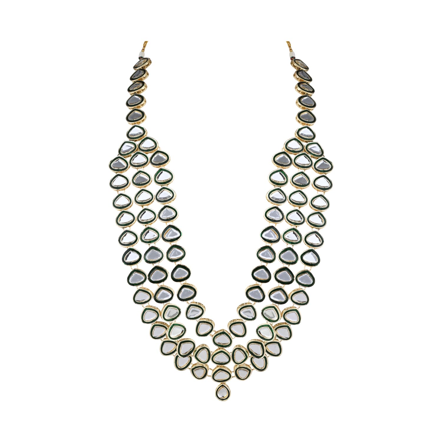 3 Layered Traditional Gold Plated Dulha Kundan Mala Maharaja Haar/Groom Necklace For Men (MLP55G)