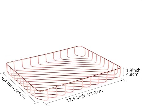 Miniatura 3 de Fvstar Bandeja dorada para archivos, bandeja de alambre de mesa, revista de correo, organizador de cesta de almacenamiento de periódicos,