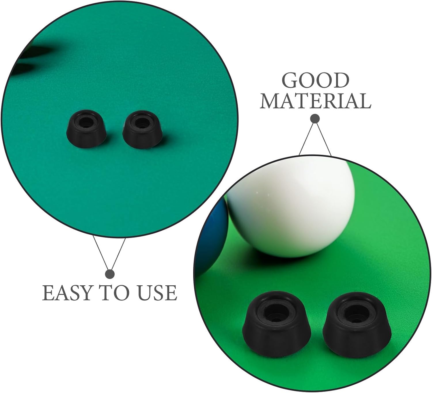 8pcs Black Rubber Billiard Cue Butt Protector with Antislip Surface and Easy Installation for Home Tables and Storage, End Protection Cover for Pool and Snooker Cue Bottom