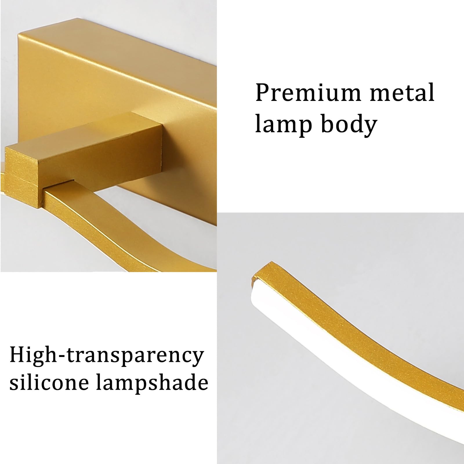 LED Lampada da Specchio per Bagno Applique da Parete con Telecomando Dimmerabile Iluminazioni per Pareti Moderna Impermeabile Luce da Parete Soggiorno Mobile Toilette (Oro,120cm)