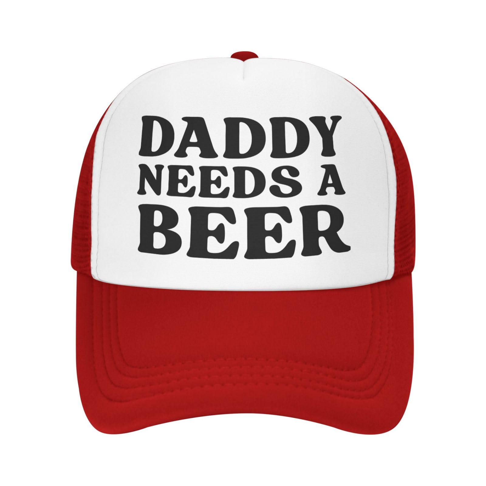 Nlwqekv Unisex Red Daddy Needs A Beer Cap Mesh Trucker Hat