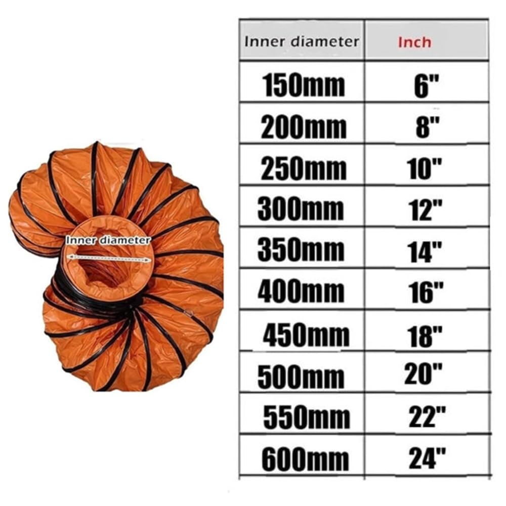 Tubo Di Ventilazione Flessibile Condotto Di Ventilazione 300mm 400mm 600mm Tubo Di Scarico In PVC Tubo Di Aspirazione Aria Con Anello A D E Corde Regolabili(2m/6.6ft,150mm/5.9in)