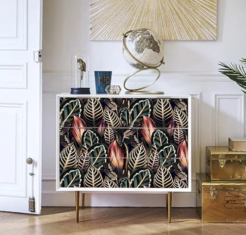 Luvdecor Peel And Stick Wallpaper Boho Bold Luxury Leaf Wallpaper Removable Wallpaper Boho Peel And Stick Floral Wallpaper For Bedroom Bathroom Stick On Wallpaper For Accent Wall Decor 17.7 * 118In #TOP4