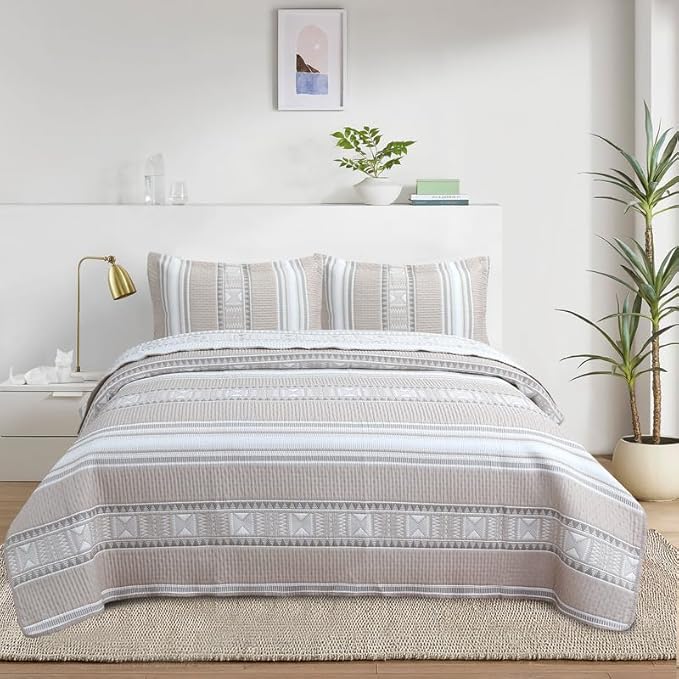 Cozy Haven Quilt Embroidery Bedspread 3 Piece Set Coverless Quilted