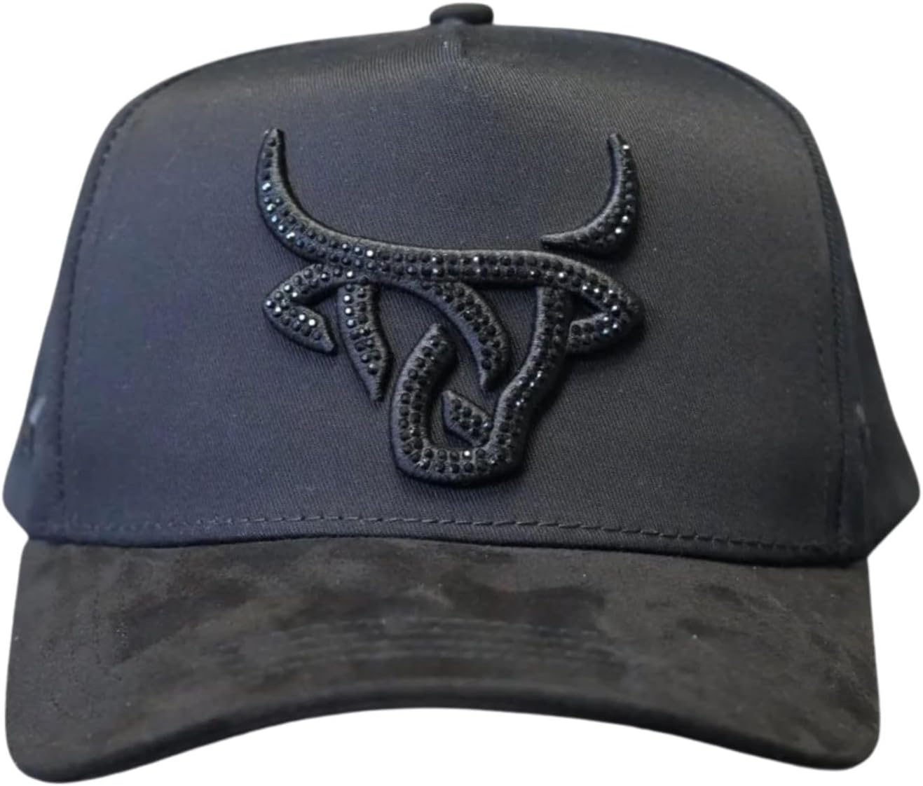 LOST CALF All Star Black A-Frame Embroidered and Rhinestone Embellished Hat