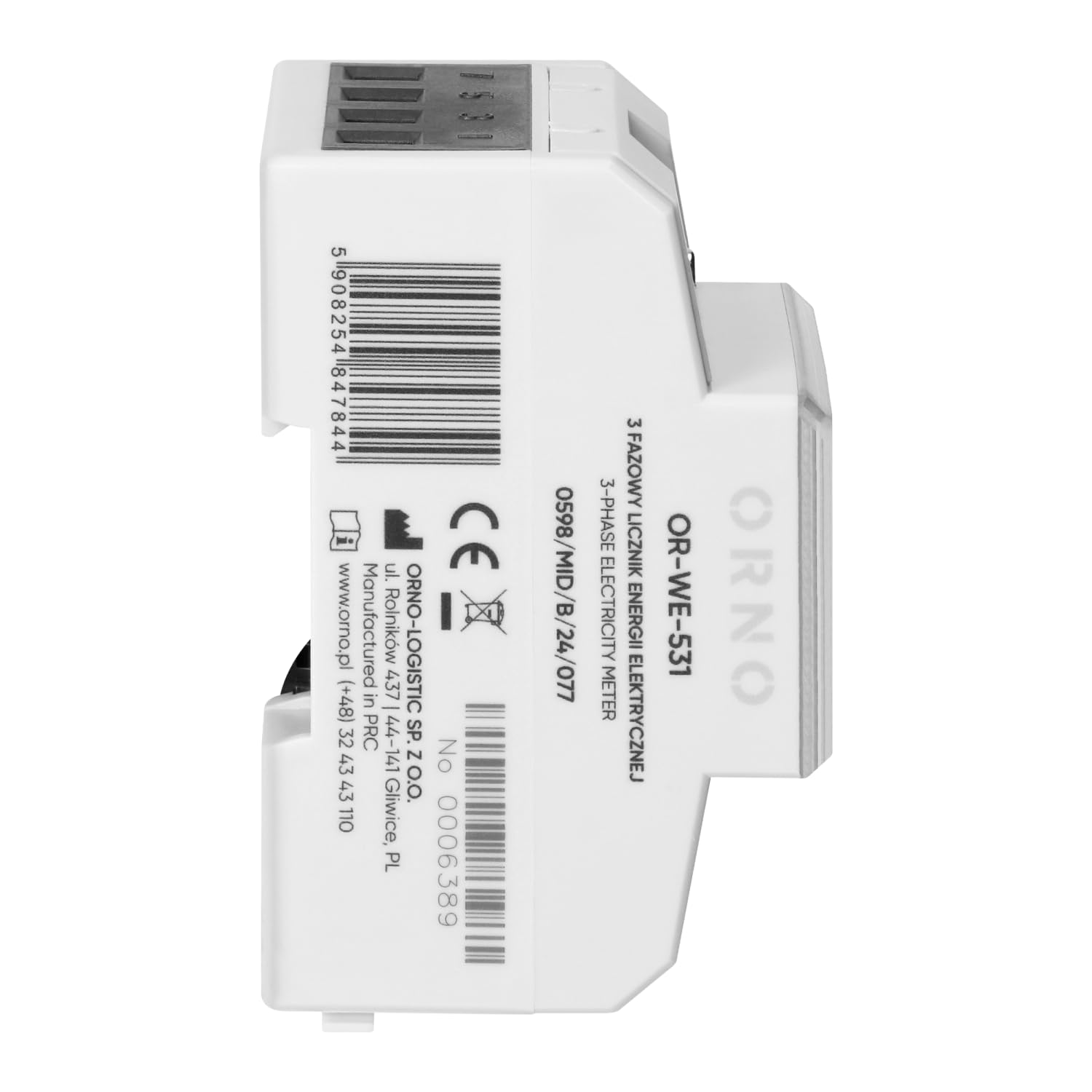 x Orno trójfazowy licznik energii | 80 A | zgodny ze standardem MID | 4,3 modułu | szyna DIN TH-35 mm