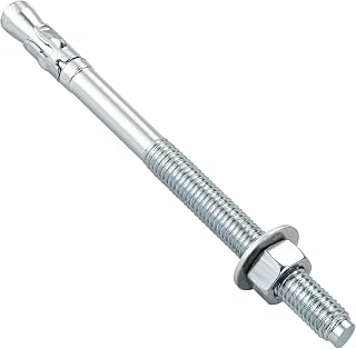 Wensilon 3/8x5" Zinc Wedge Anchors 10-Pack - Heavy-Duty Galvanized Carbon Steel for Concrete & Cement Fastening