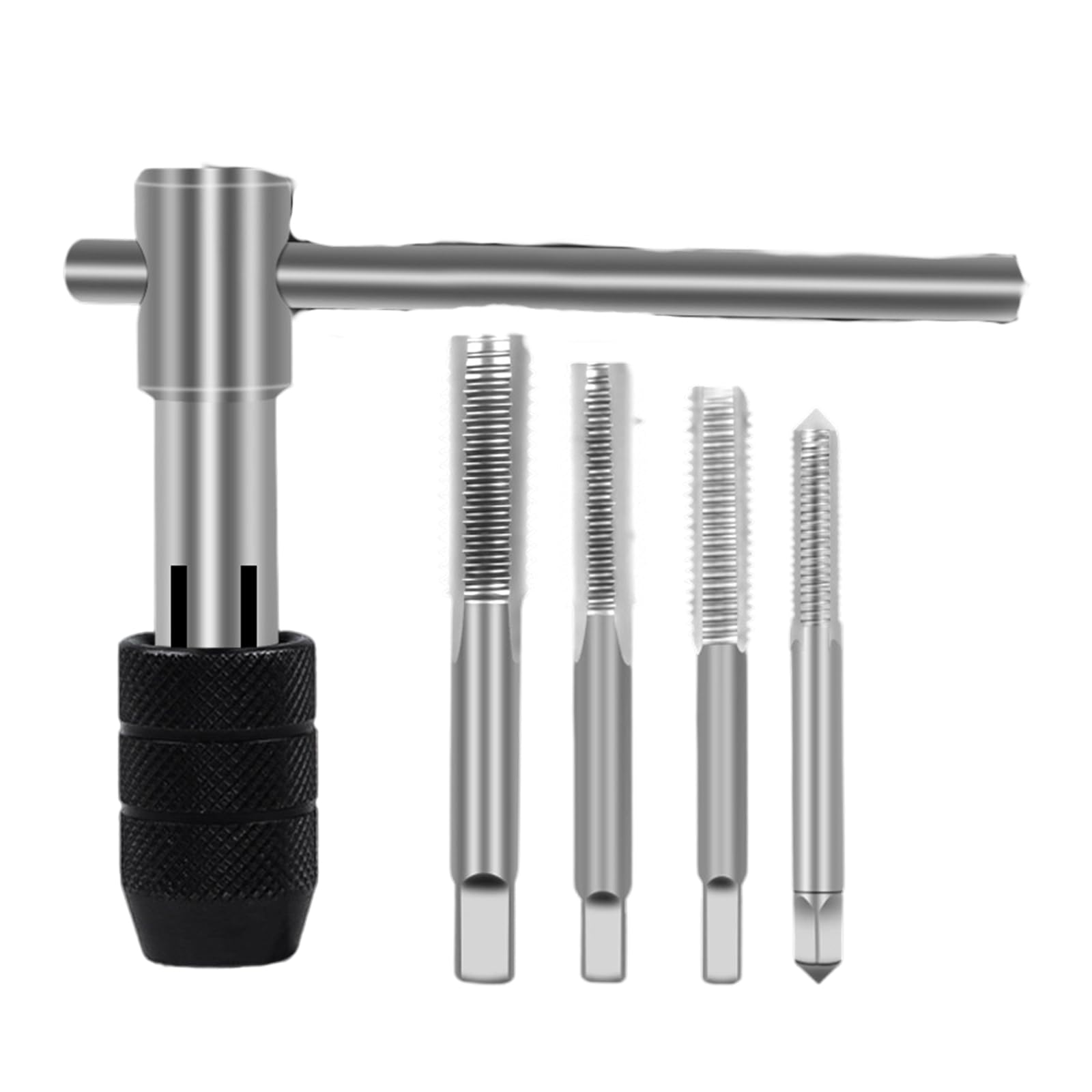 Msioytog Four Piece Set Efficiency Hand Tap Wrench Set For Metal Threading With Ergonomic Grip And Multiple Size T-Handle Tap Wrench