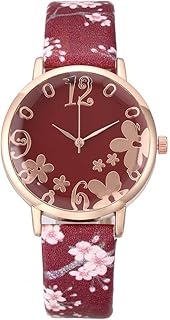 Vendita Di Liquidazione! Orologio Da Donna, Wudube Orologio Al Quarzo Con Quadrante Floreale Con Motivo Floreale Stampato In Pelle Pu Cinturino Sportivo Da Esterno Sportivo Da Polso