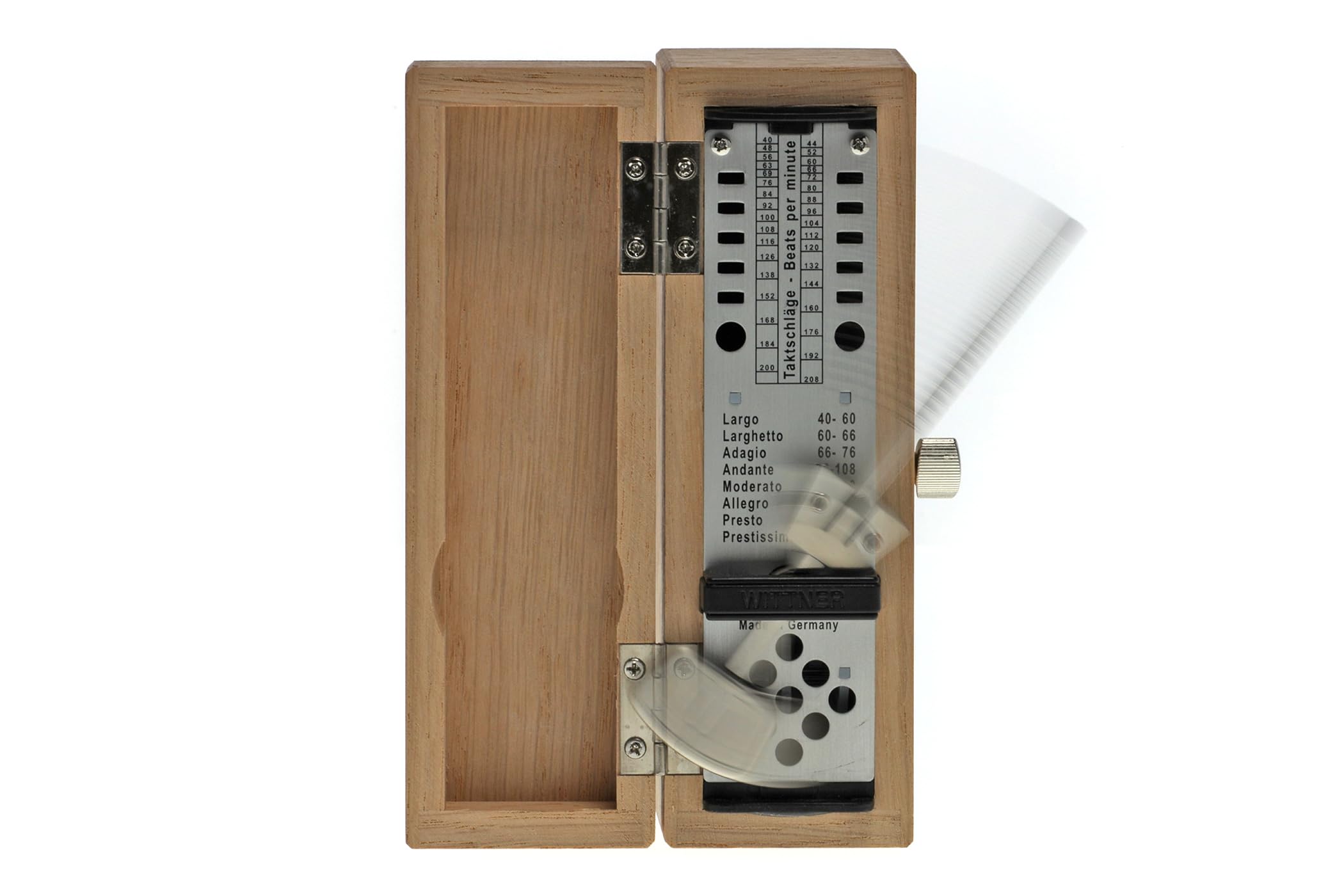 Wittner Metronom Taktell Super-Mini Serie 880.2 - Massivholzgehäuse - Ohne Glocke - Eiche matt - Mechanisch zum Aufziehen - Keine Batterien erforderlich - Made in Germany
