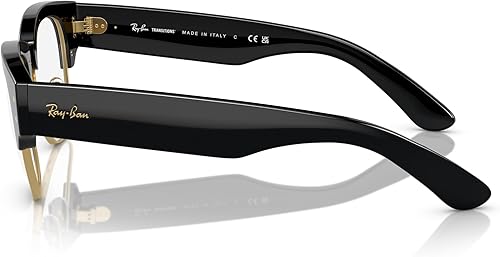 Miniatura 2 de Ray-Ban Gafas de sol unisex negras sobre marco dorado, lentes transparentesazules, 2.087in