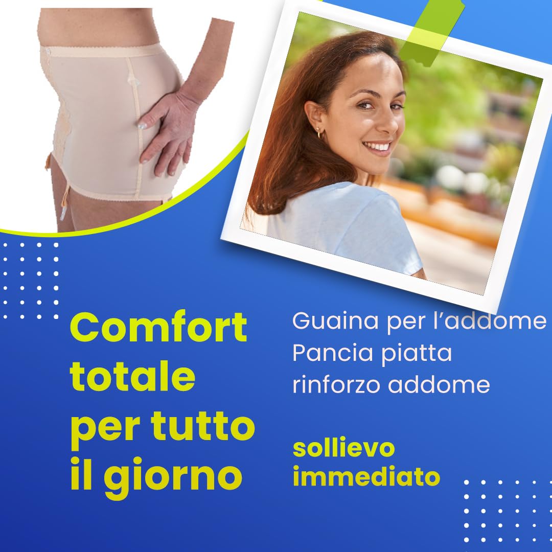 Guaina Donna con Reggicalze in Elastico Contenitivo Rinforzo Addome in Cotone Modellante e Contenitiva