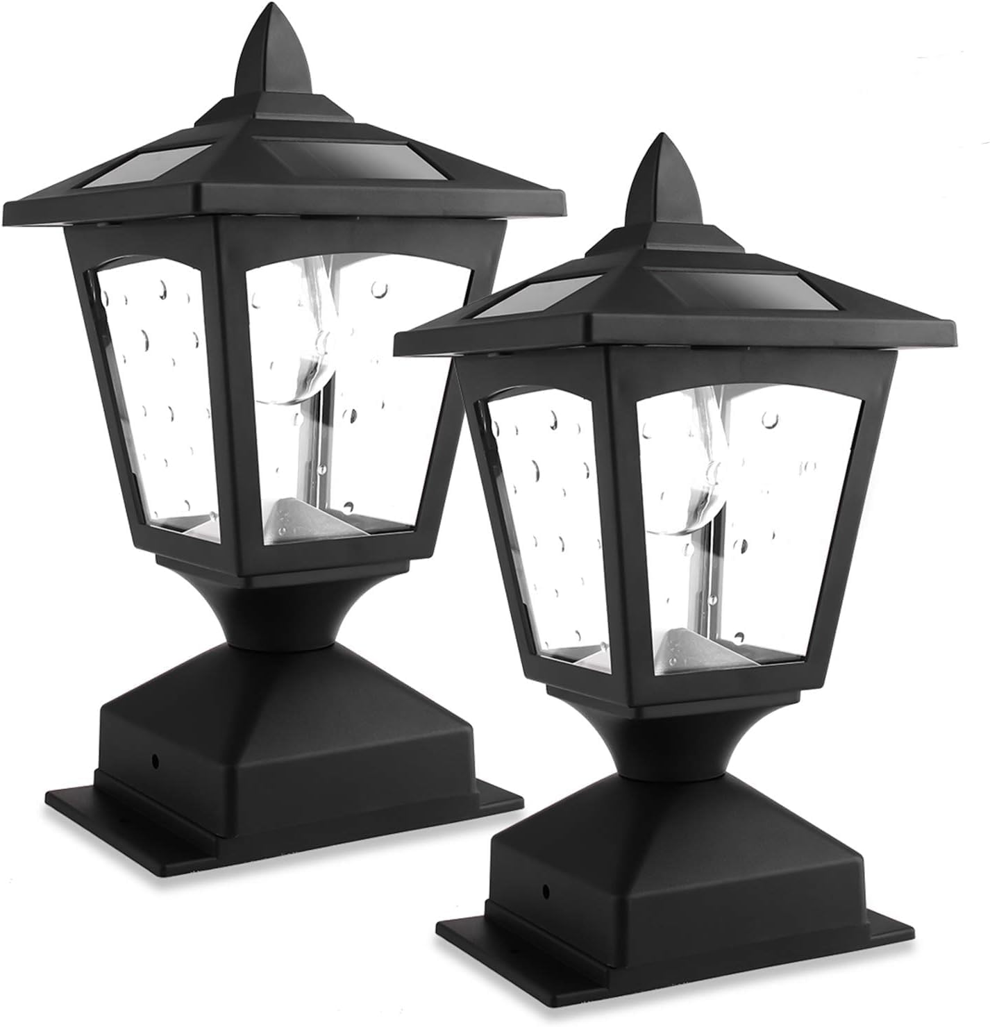 Chason Solar Post Lights Outdoor,Post Lantern with Mount Base,Waterproof Post Cap Light for Fence Deck, Garden,Landscape, 4×4 or 6×6 Posts (Pack of 2)