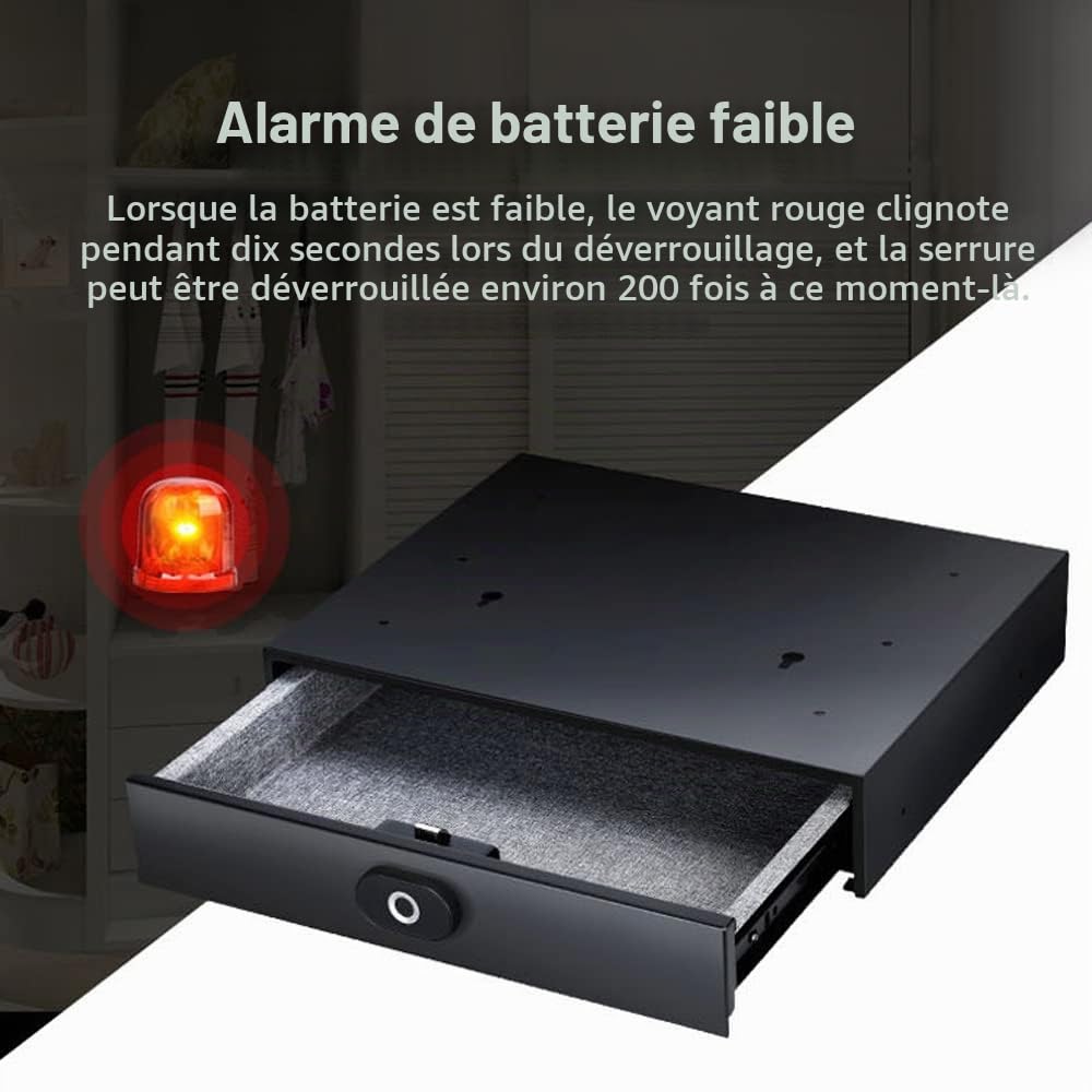 Coffre-fort intelligent à empreintes digitales, tiroir de sécurité caché avec déverrouillage tactile, boîtier de protection haute sécurité en acier renforcé, serrure biométrique