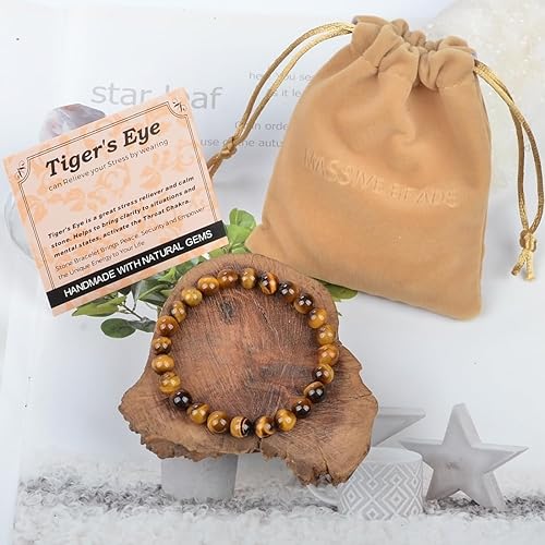 Vista 164 de MASSIVE BEADS Pulsera elástica de yoga hecha a mano con piedra natural, cristal curativo, energía, regalos para adultos unisex de 0.157 in, 0.236