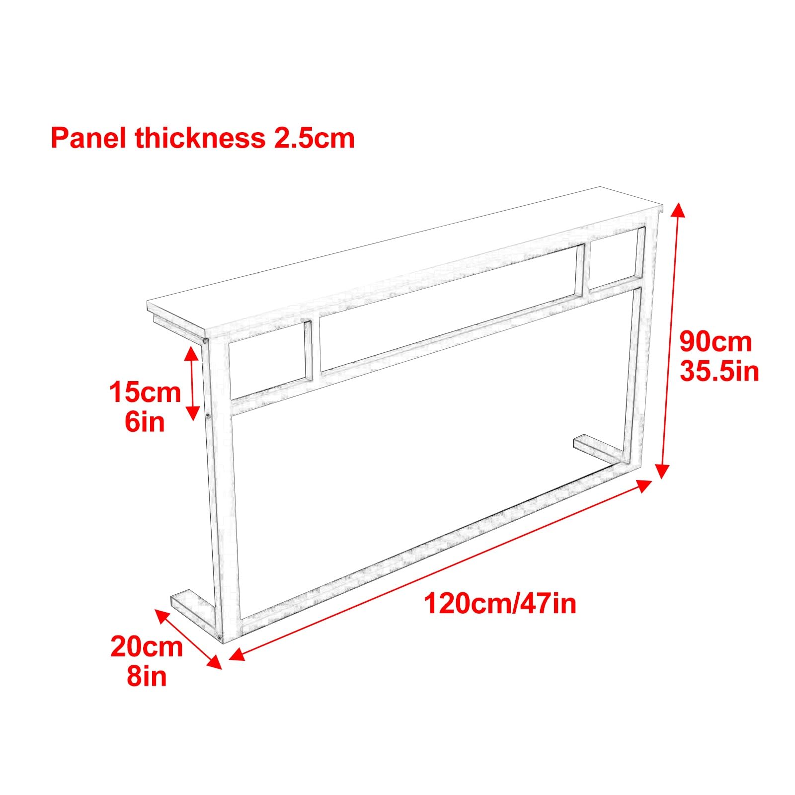 Wielofunkcyjna półka grzejnikowa z górną częścią Sto Over Radiator, sofa, stół, solidna, pogrubiona stal, do przedpokoju i przedpokoju, czarna (120 x 20 x 90 cm)