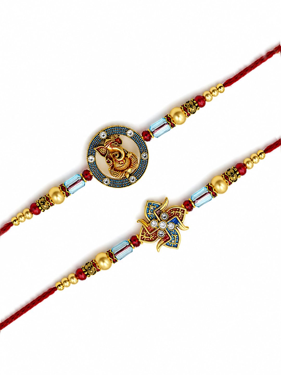 adiva Handmade Thread Rakhi with Roli Chawal Chandan and Meshrei Card | Bhai Behen Rakhi | Raksha Bandhan Festival-picture-11