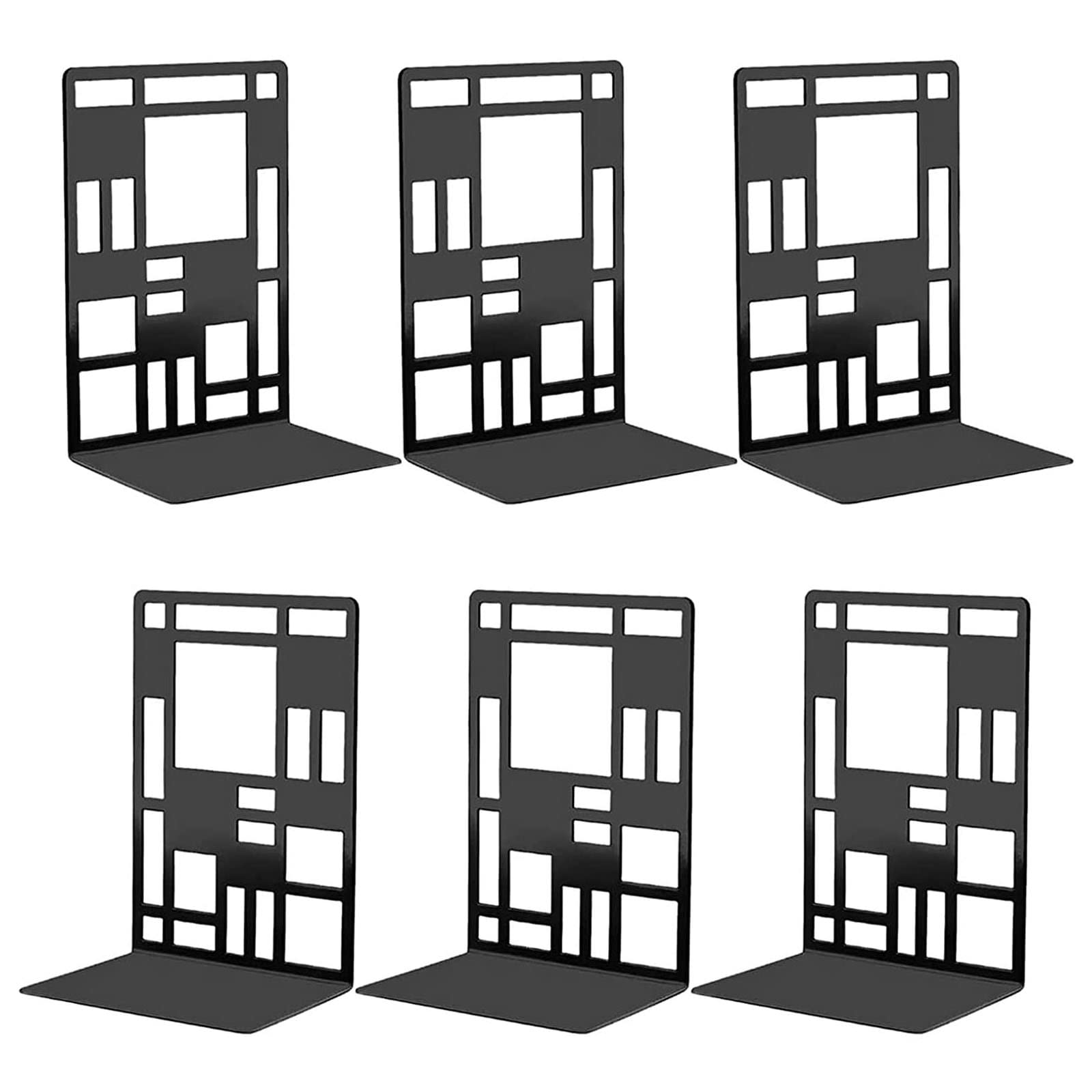 SAMSYOKI 3 Pares Sujetalibros Estanteria Sujeta Libros Metal Apoya Libros para Estanteria Soporte Libros Decorativo Tapones para Estantes de Libros para Oficina Biblioteca Hogar Escuela Negro