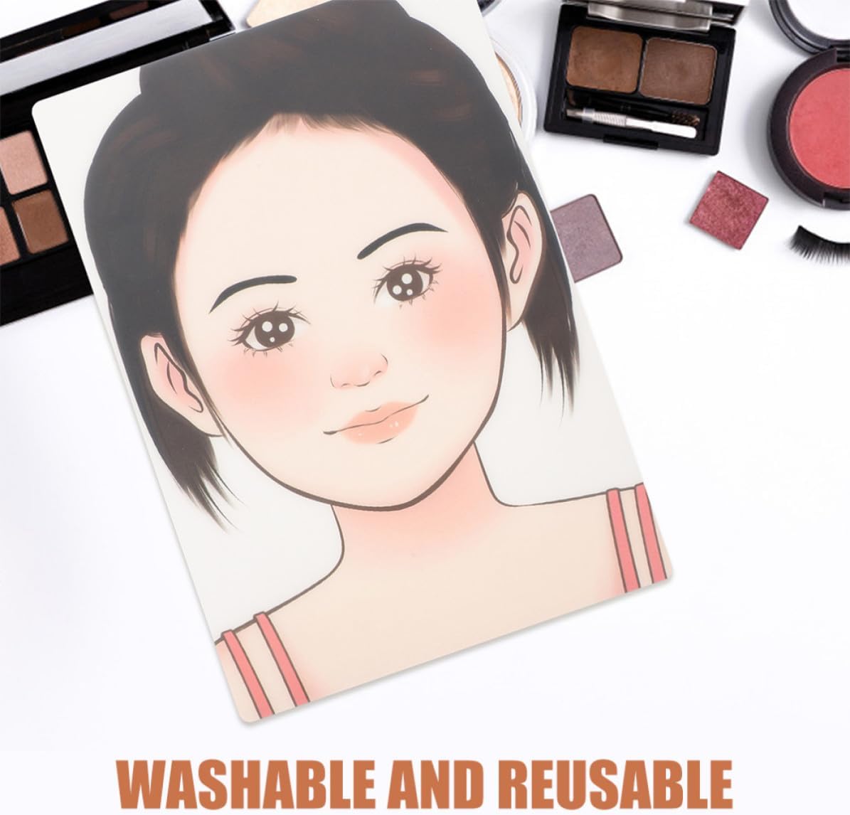 RUNROTOO 2pcs Reusable Girl Face Makeup Practice Boards with Creative Design, Washable Plastic Face Painting Supplies for Parties and Weddings, Versatile Usage and Adults