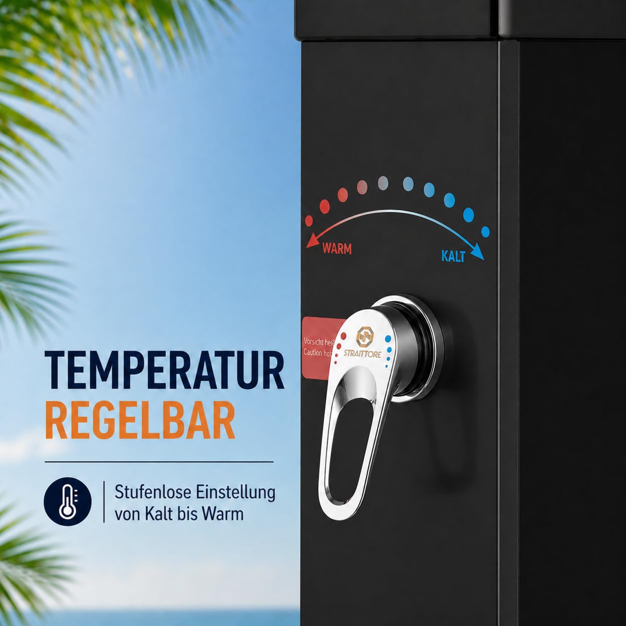 Solarny prysznic ogrodowy 40 l na zewnątrz maks. 60°C - z głowicą prysznicową, przyłączem węża ogrodowego i prysznicem nożnym - deszczownica - prysznic basenowy podgrzewany prysznic - ocean w kolorze czarnym