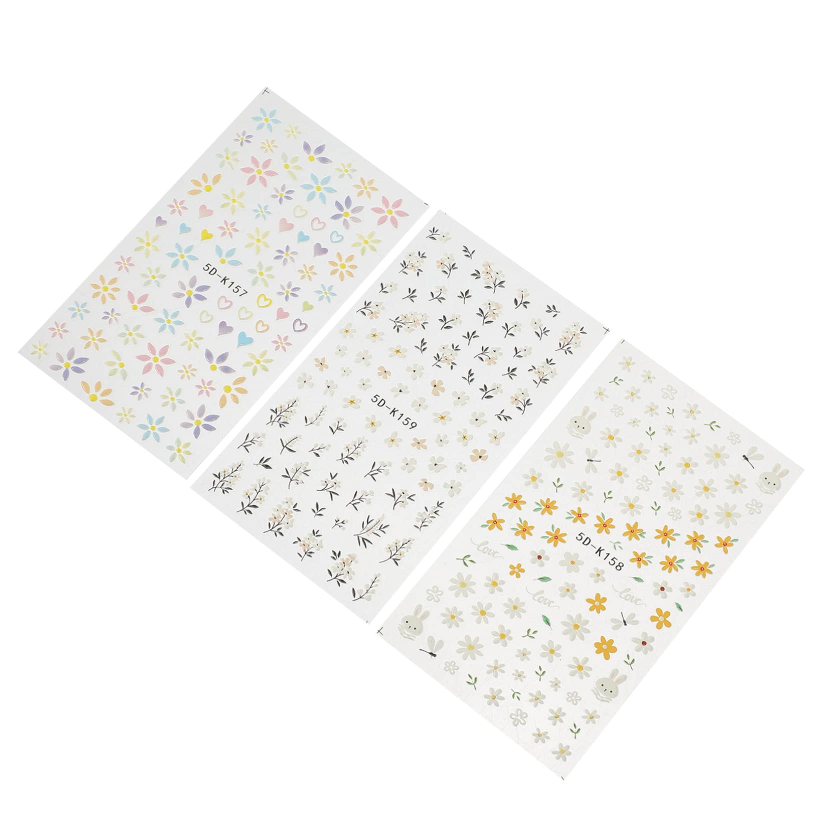 VALICLUD 4 Set Adesivi Per Chiodi in Rilievo 5d Unghia Con Se Stesso Manicure Etichetta Applique Decorazione Unghie Decalcomanie Per Adesivi Per Unghie Adesivo 3 Pezzi*4