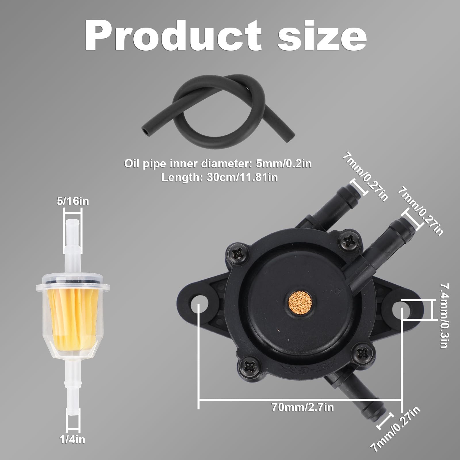 BOXOB Kraftstoffpumpe mit Filter, Ölpumpensatz mit Ölschlauch und Klemmen für Kleine Motoren von Kohler Briggs & Stratton John Deere Cub Cadet