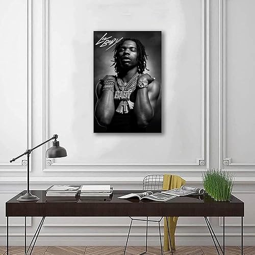 Miniatura 6 de Póster de pared de lienzo famoso de cantante Lil Baby para decoración de dormitorio, paisaje, oficina, habitación, regalo (B, 12 x 18 pulgadas, sin