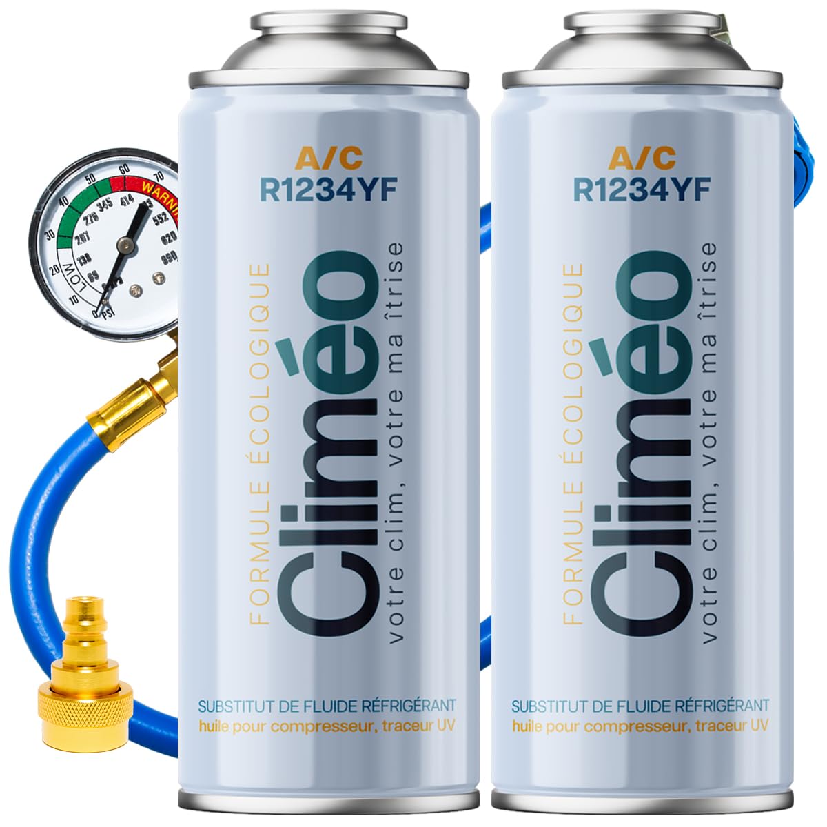 400 ml Remplacement écologique du réfrigérant R1234yf 2 en 1, 3 en 1, entretien de la climatisation à faire soi-même (2 boîtes + tuyau, 2 en 1)