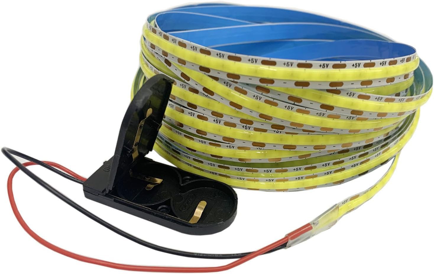 1m Battery Power COB LED Strip, 6000K 5V White LED Strip Lights with Sticky Back, Flexible LED Tape for Backlight, Ambient Lighting to TV, Mirror, Under Cabinet, Shelf (White, 1m)