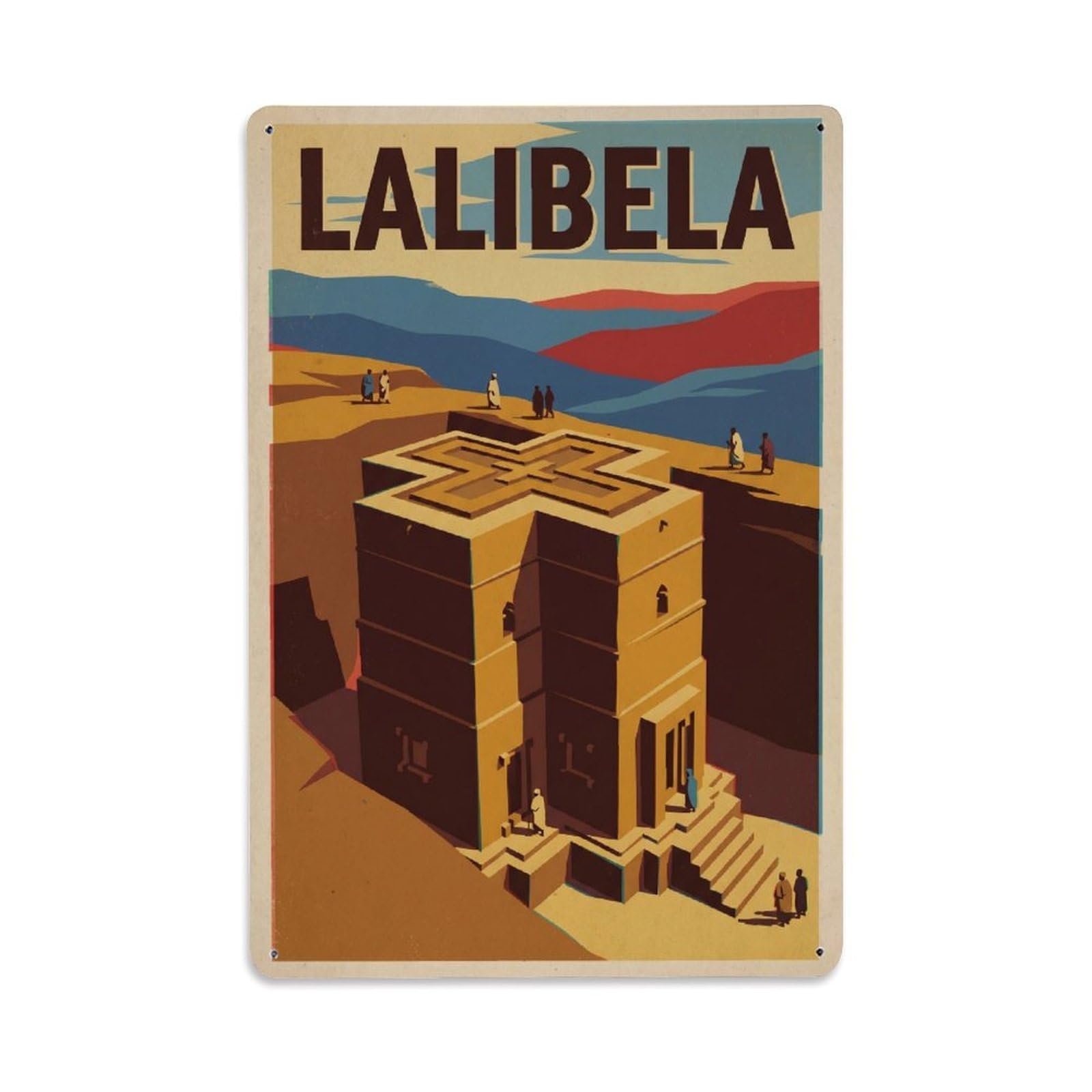 Metal Tin Sign Travel Retro Ethiopia Lalibela