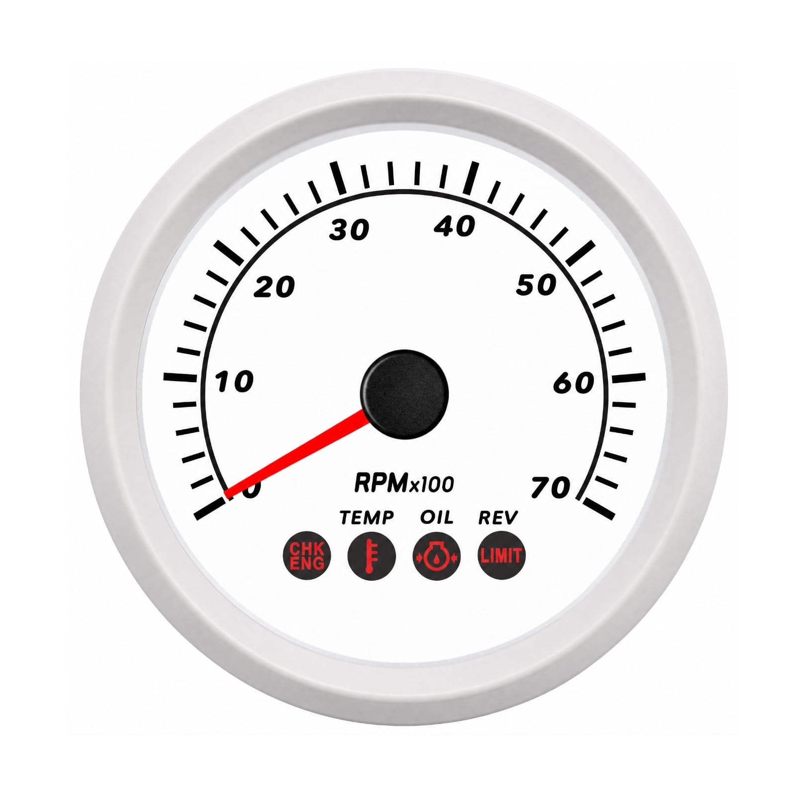 Tacómetro 85 Mm con 7000 RPM Resistente Tacómetro con Pantalla Aguja Fácil Instalación Medidor para Barcos, Pcmh3-Ww-7ka Wht