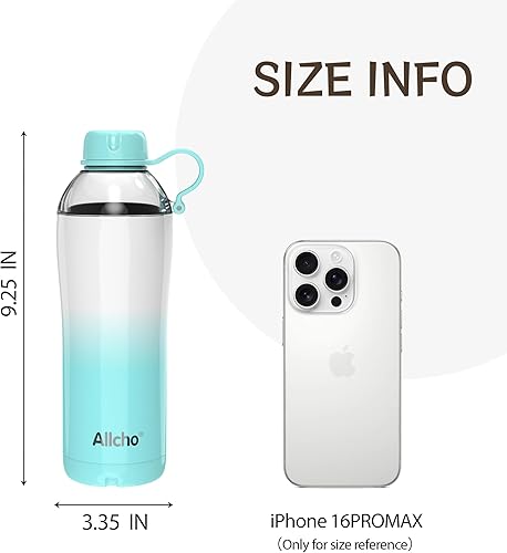 Miniatura 2 de Botella de agua aislada para mujeres, botellas de agua de acero inoxidable de 18 onzas, de doble pared, 2 tapas (sorber y vaso) - Hidratar y