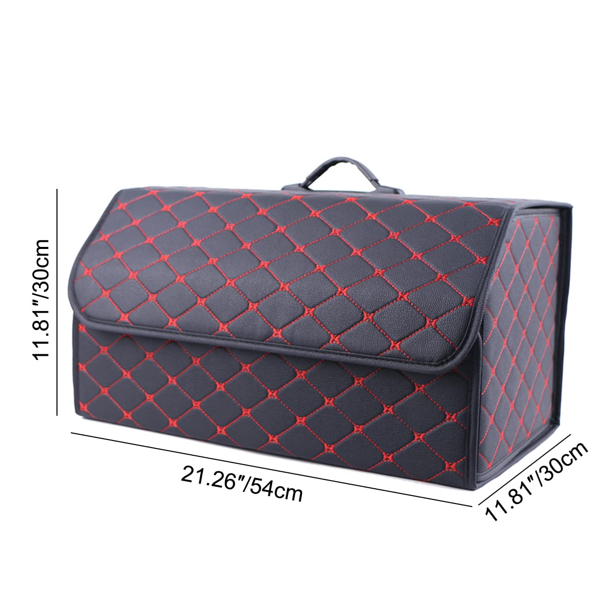 jweemax Folding Car Trunk Organizer, Foldable Car Storage Box, Large Capacity Trunk Organizer Bag with Handle Black and Red